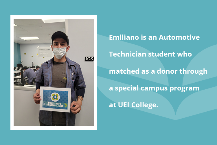 Emiliano Be The Match graphic auto-mechanic-program-student