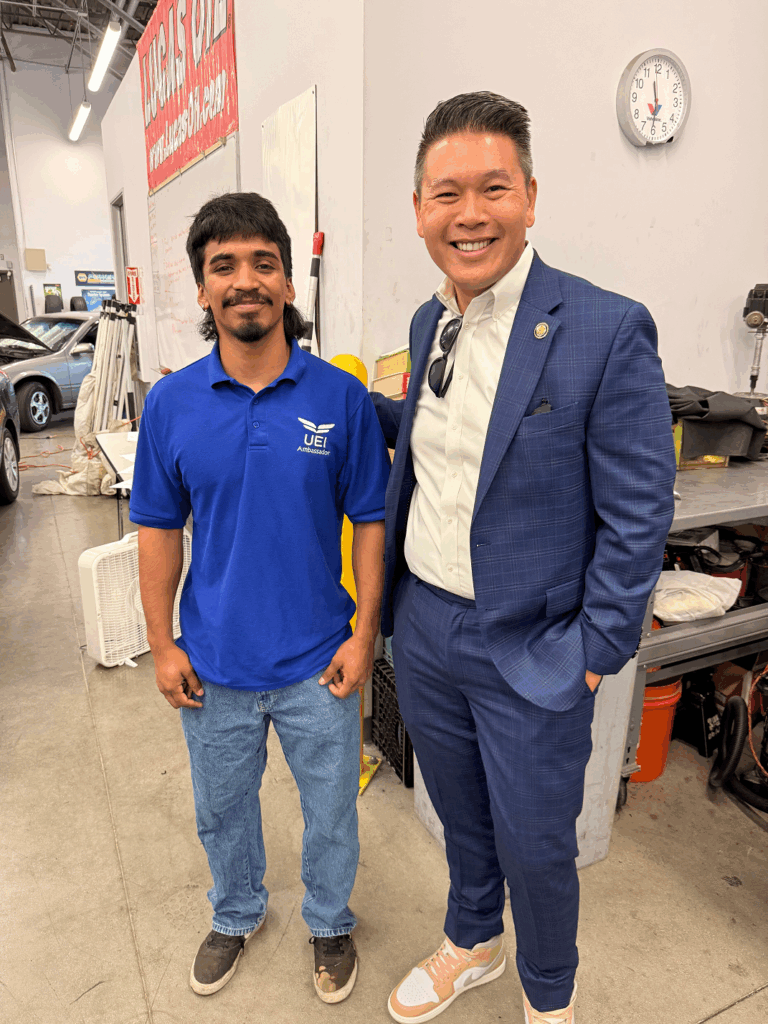 Congressman Derek Tran toured UEI College Garden Grove, praising students and the school’s hands-on training