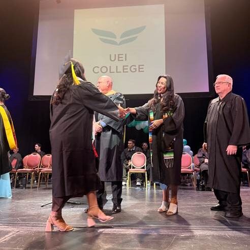 Riverside City Councilmember Clarissa Cervantes inspired UEI graduates at the first 2026 graduation ceremony.