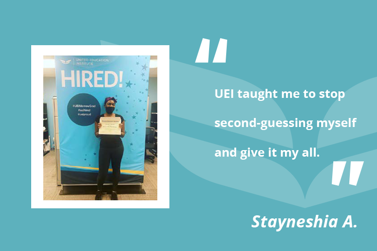 Stayneshia Anderson completed the Business Office Administration program at UEI Morrow